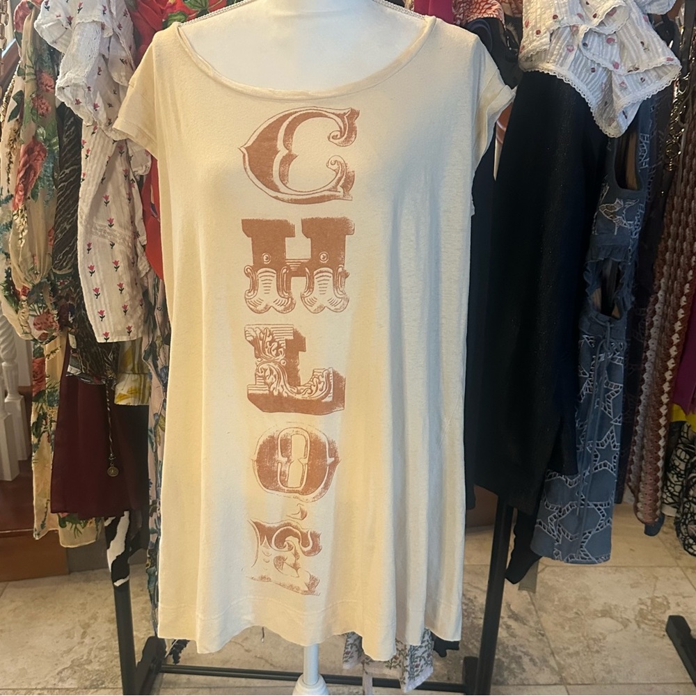 CHLOE designer coverup tunic cotton shirt logo top